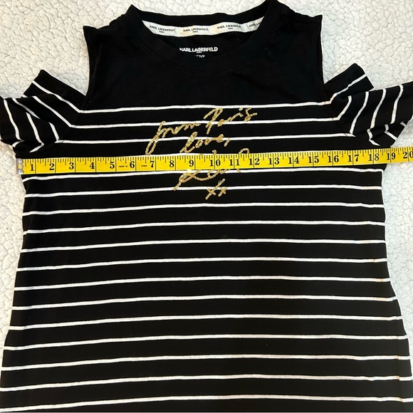 Karl Lagerfeld stripped top with open shoulders and gold logo size SP - Picture 5 of 6